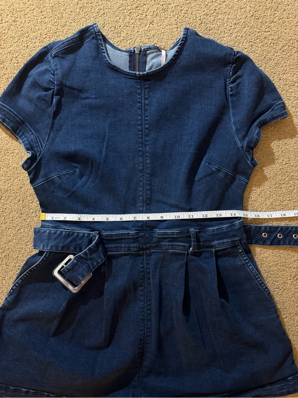 Free People Charlotte Romper Blue Denim Belted Short Sleeve Small - Picture 9 of 11